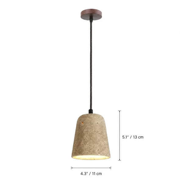 organic travertine wood pendant light
