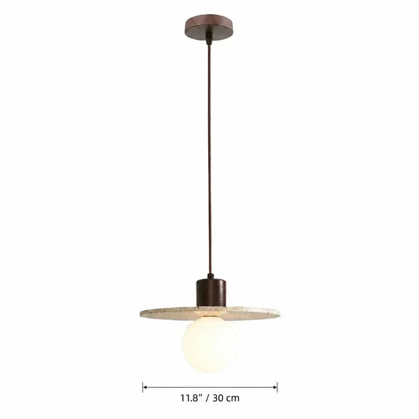 organic travertine wood pendant light