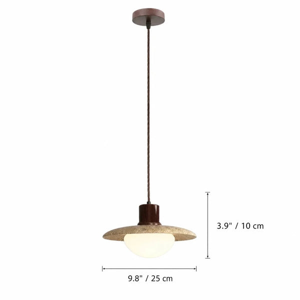 organic travertine wood pendant light
