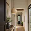 organic travertine wood pendant light