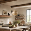 organic travertine wood pendant light
