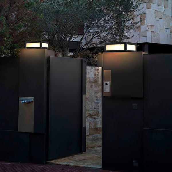 Black Square Cube Outdoor Post Led Pier Mount Light