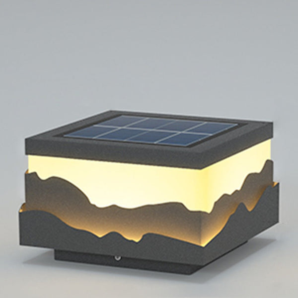 Outdoor Fence Post Light Solar Waterproof Led Mountains Peaks Landscape Decorative Lighting