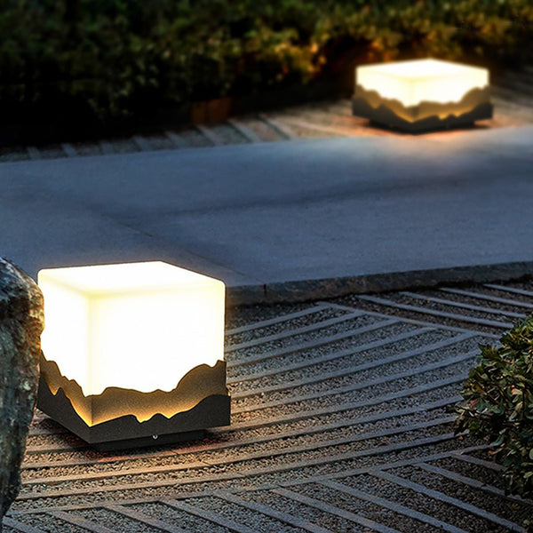 Outdoor Fence Post Light Solar Waterproof Led Mountains Peaks Landscape Decorative Lighting