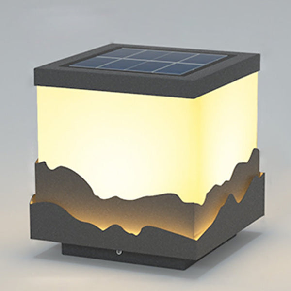 Outdoor Fence Post Light Solar Waterproof Led Mountains Peaks Landscape Decorative Lighting