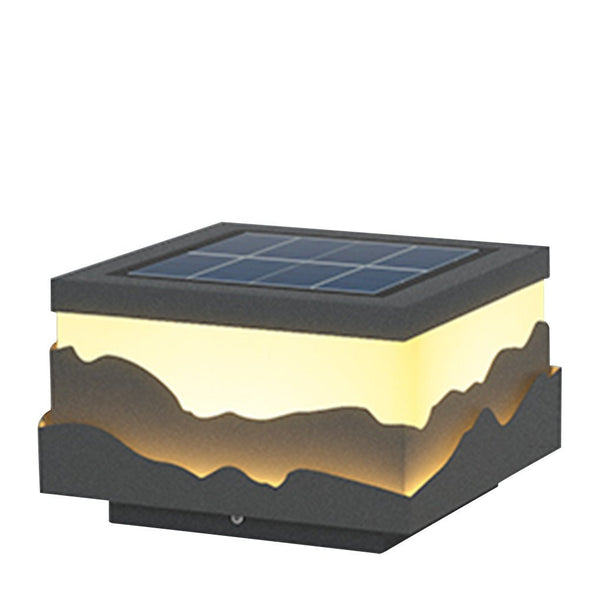 Outdoor Fence Post Light Solar Waterproof Led Mountains Peaks Landscape Decorative Lighting