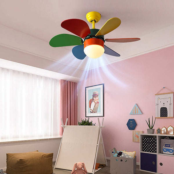 Personality Creative Mini Childrens Room Double Control Ceiling Fan Lamp