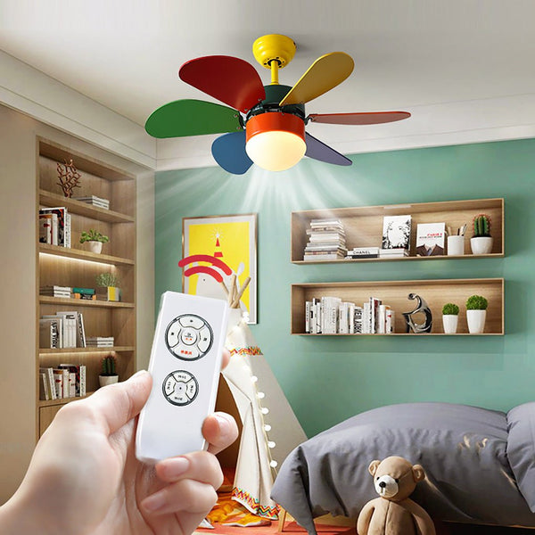 Personality Creative Mini Childrens Room Double Control Ceiling Fan Lamp