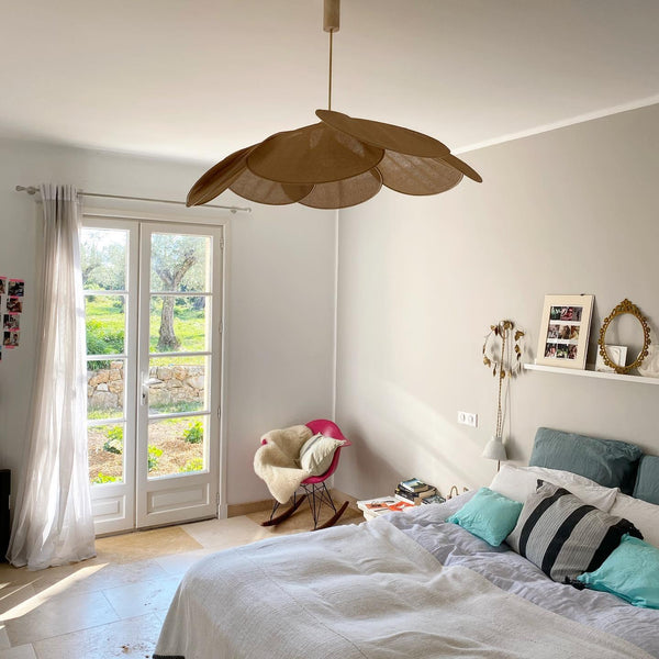 petal fabric pendant light gold metal for dining room bedroom