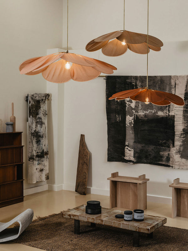 petal fabric pendant light gold metal for dining room bedroom
