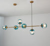 Orb Glass Pendant Light with Brass Accents for Dining Room and Kitchen Island