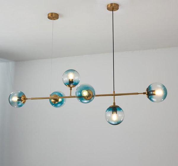 Orb Glass Pendant Light with Brass Accents for Dining Room and Kitchen Island