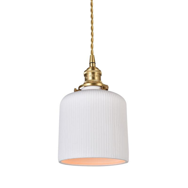Art Deco Porcelain Pendant Light with Brass Fittings for Kitchen Island and Dining Room