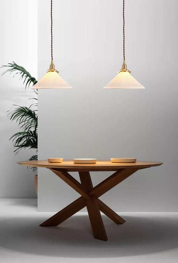 Art Deco Porcelain Pendant Light with Brass Fittings for Kitchen Island and Dining Room