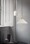 Art Deco Porcelain Pendant Light with Brass Fittings for Kitchen Island and Dining Room