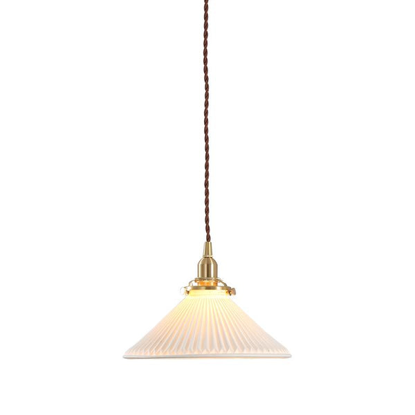 Art Deco Porcelain Pendant Light with Brass Fittings for Kitchen Island and Dining Room