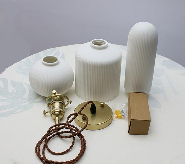 Art Deco Porcelain Pendant Light with Brass Fittings for Kitchen Island and Dining Room