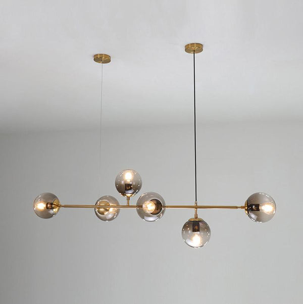 Orb Glass Pendant Light with Brass Accents for Dining Room and Kitchen Island