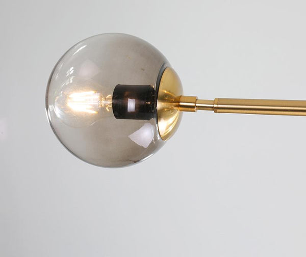 Orb Glass Pendant Light with Brass Accents for Dining Room and Kitchen Island