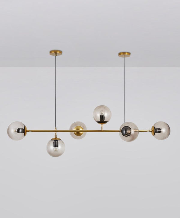 Orb Glass Pendant Light with Brass Accents for Dining Room and Kitchen Island