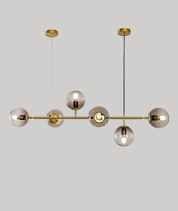 Orb Glass Pendant Light with Brass Accents for Dining Room and Kitchen Island