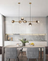 Orb Glass Pendant Light with Brass Accents for Dining Room and Kitchen Island