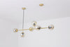 Orb Glass Pendant Light with Brass Accents for Dining Room and Kitchen Island