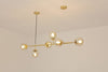 Orb Glass Pendant Light with Brass Accents for Dining Room and Kitchen Island