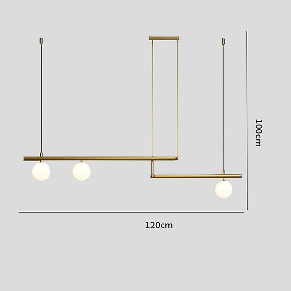 Minimalist Modern Linear Globe Pendant Lighting Copper Glass Kitchen Dining Room Light