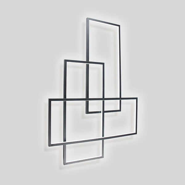 Overlapping Rectangles Aluminum Geometric Style Flush Mount Lighting Led Ceiling Light