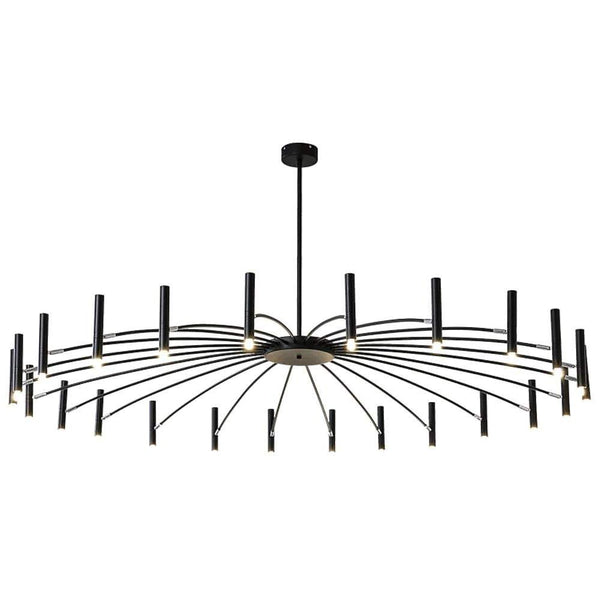 Ligmodern 24 Light Streamlined Round Chandelier 24 Led Bulbs 63 Dia Adjustable Height Black Finish