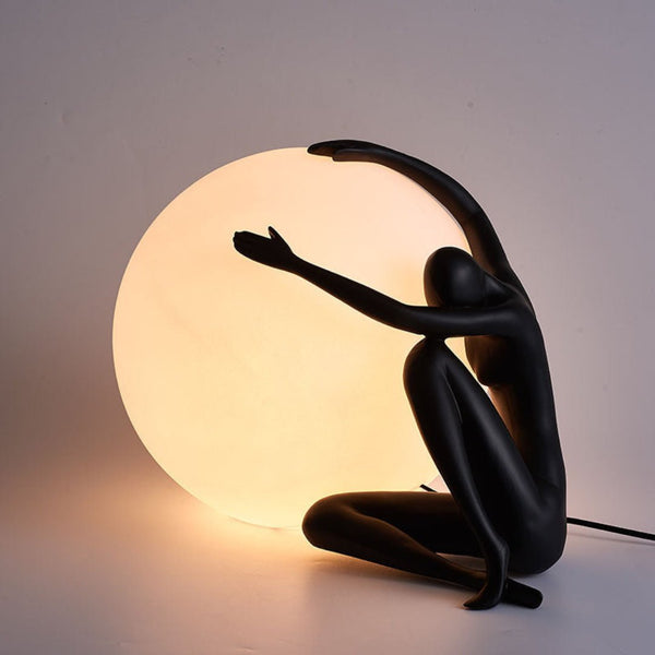 resin humanoid ball table lamp acrylic shade for bedroom reading nook