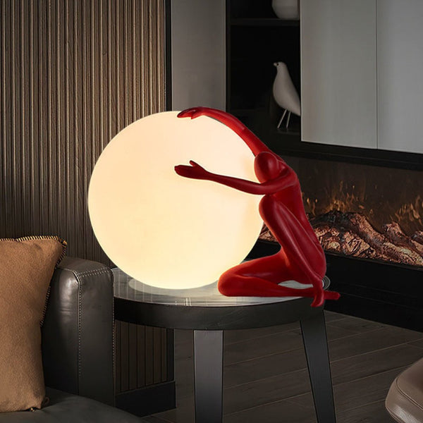 resin humanoid ball table lamp acrylic shade for bedroom reading nook