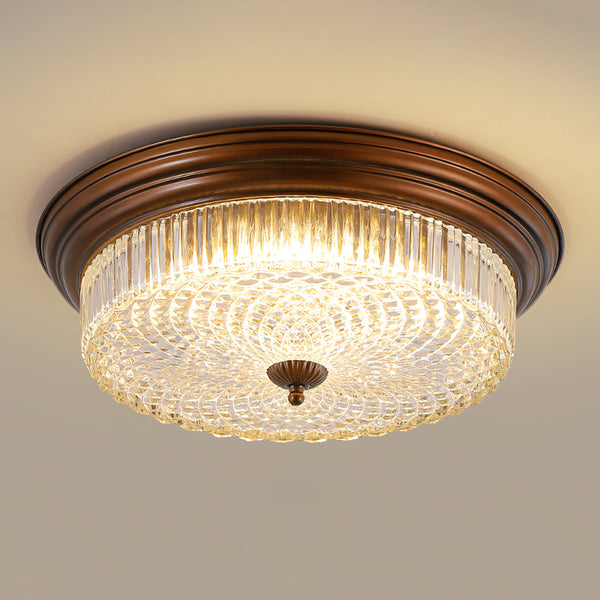 retro bronze crystal glass dome flush mount ceiling light