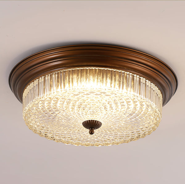 retro bronze crystal glass dome flush mount ceiling light