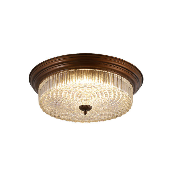 retro bronze crystal glass dome flush mount ceiling light