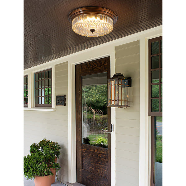 retro bronze crystal glass dome flush mount ceiling light