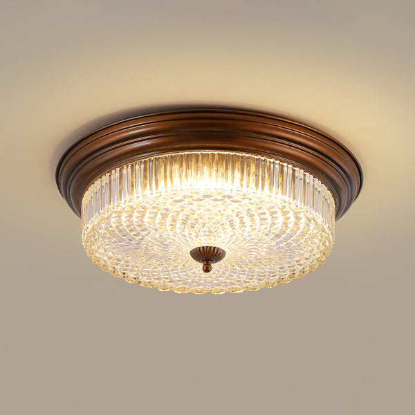 retro bronze crystal glass dome flush mount ceiling light