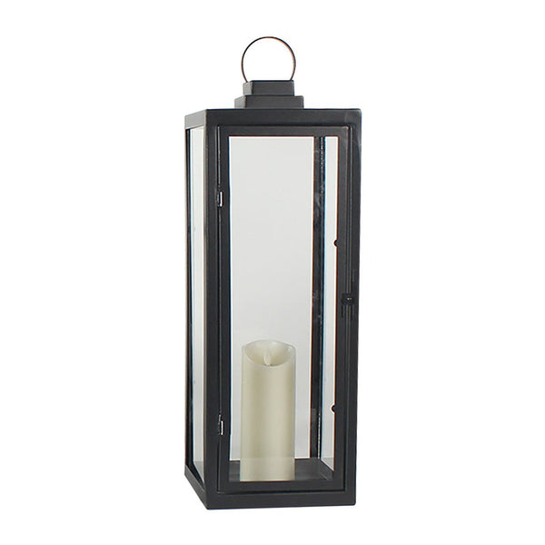 Retro Wrought Iron Glass Candle Holder Outdoor Windproof Portable Lamp