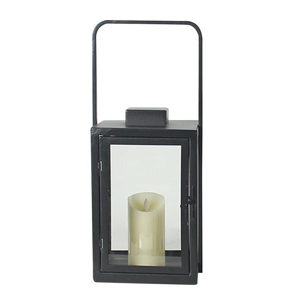 Retro Wrought Iron Glass Candle Holder Outdoor Windproof Portable Lamp