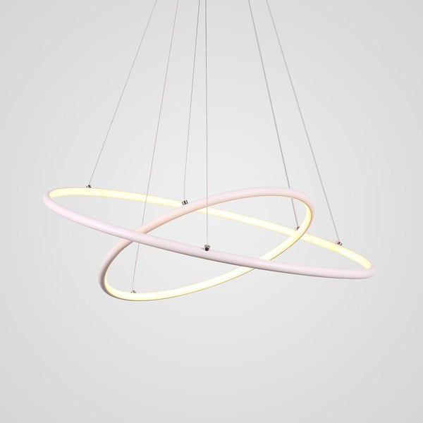 Modern Led Chandelier Minimalist 2 Ring Geometric Lights With Adjustable Height