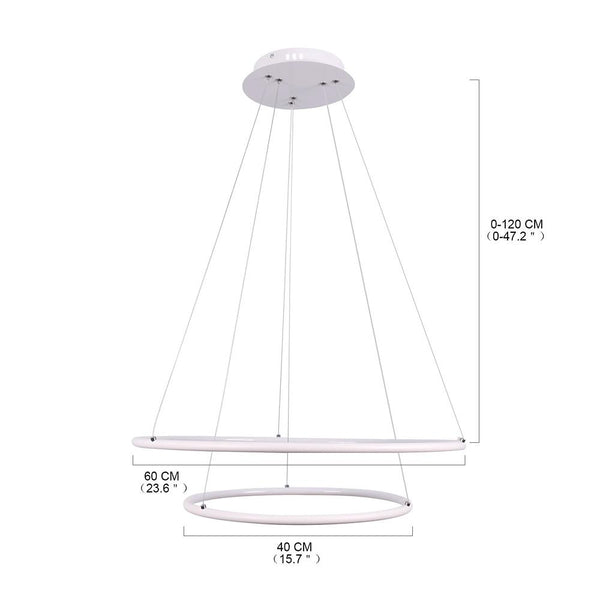 Modern Led Chandelier Minimalist 2 Ring Geometric Lights With Adjustable Height