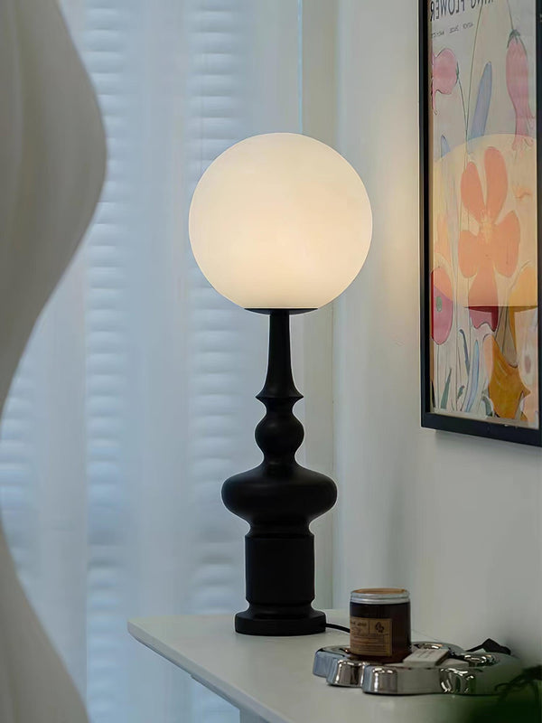 roman column table lamp black resin white glass for bedroom living room