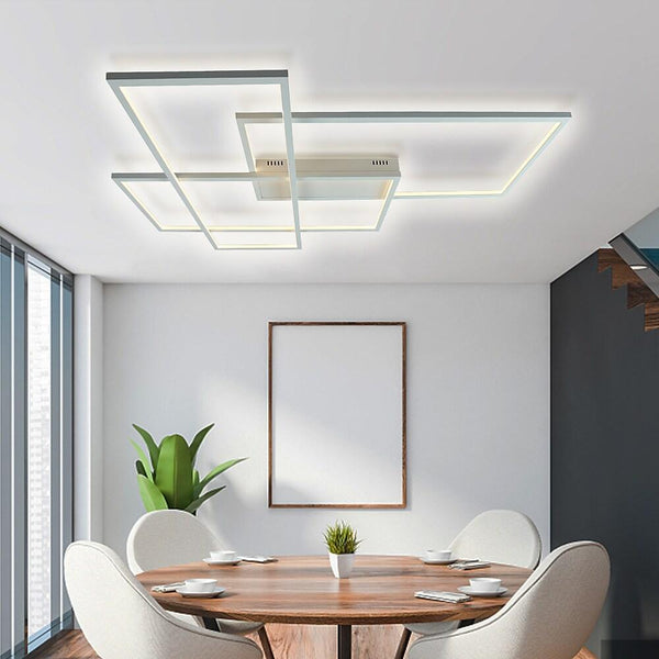 Overlapping Rectangles Aluminum Geometric Style Flush Mount Lighting Led Ceiling Light