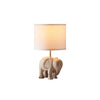 rustic carved wood animal table lamp with fabric shade