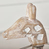 rustic carved wood animal table lamp with fabric shade
