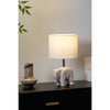 rustic carved wood animal table lamp with fabric shade