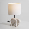rustic carved wood animal table lamp with fabric shade