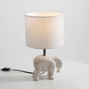 rustic carved wood animal table lamp with fabric shade