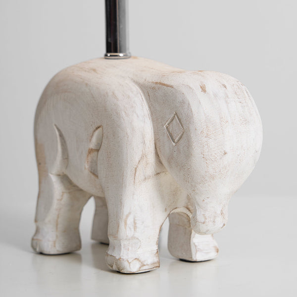 rustic carved wood animal table lamp with fabric shade